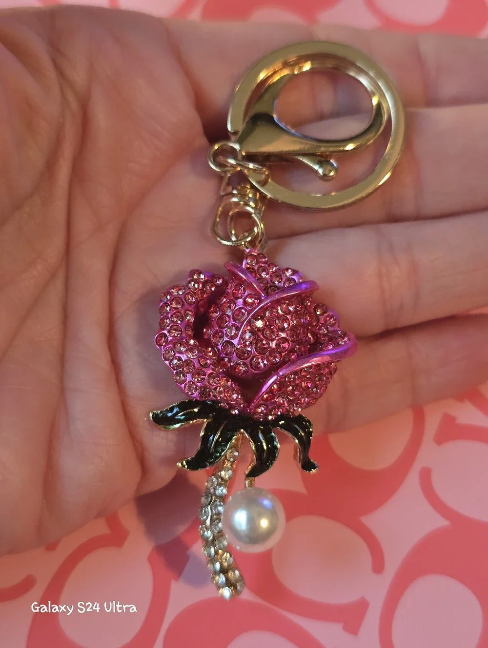 Beautiful Rose Bag Charm/ Keychain NEW